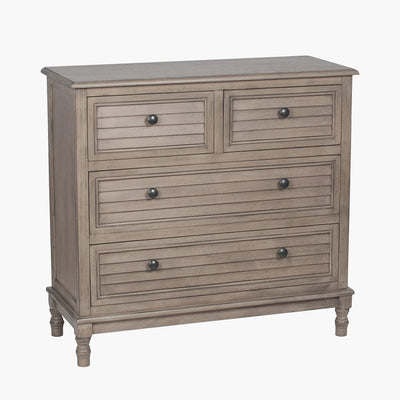 Pacific Lifestyle Sleeping Ashwell Taupe Pine Wood 4 Drawer Unit K/D House of Isabella UK