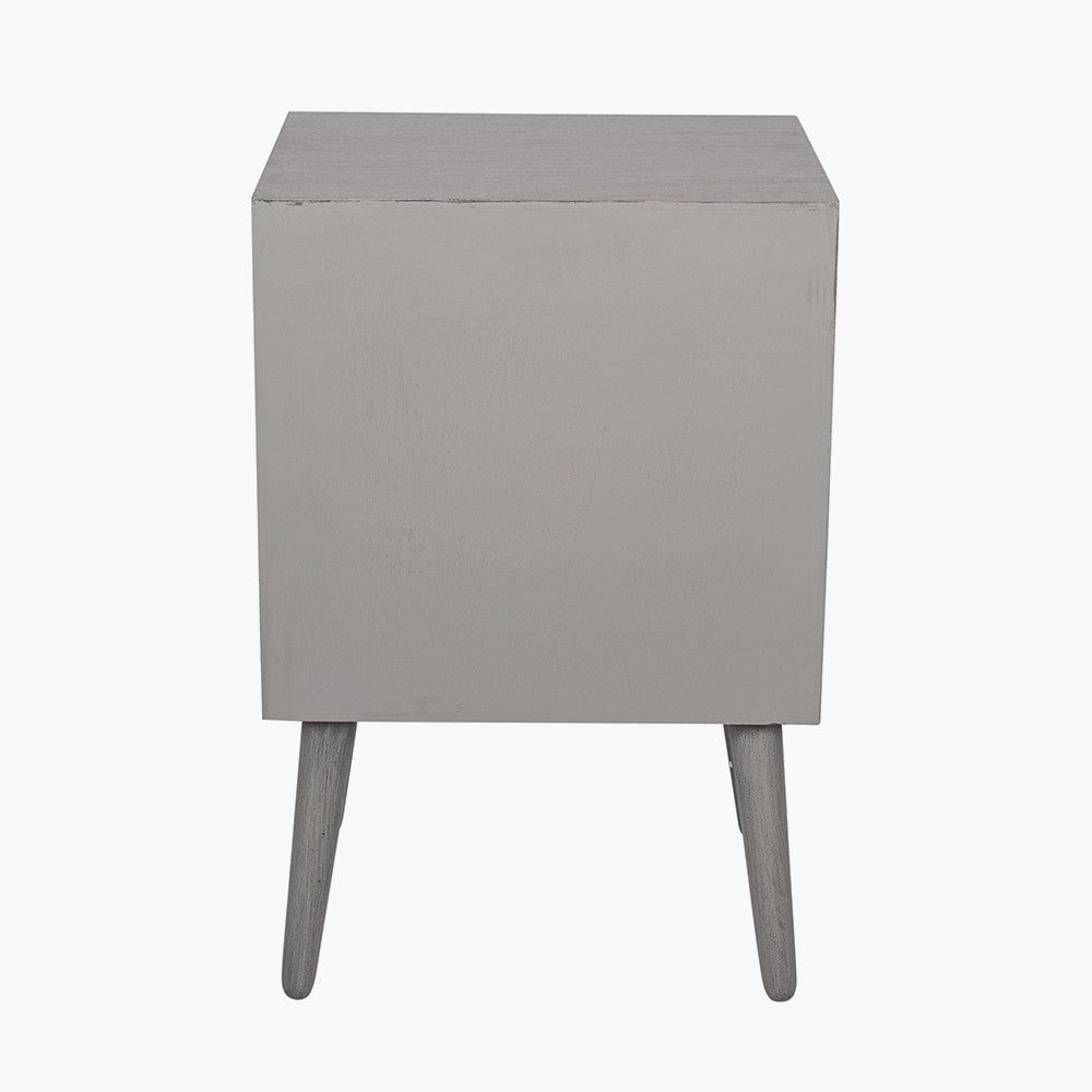 Chaya Dark Grey Pine Wood 3 Drawer Bedside Table K/D.