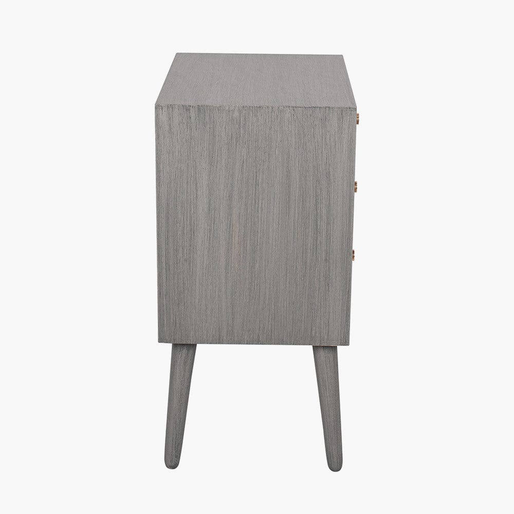 Chaya Dark Grey Pine Wood 3 Drawer Bedside Table K/D.