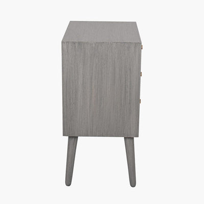 Pacific Lifestyle Sleeping Chaya Dark Grey Pine Wood 3 Drawer Bedside Table K/D House of Isabella UK