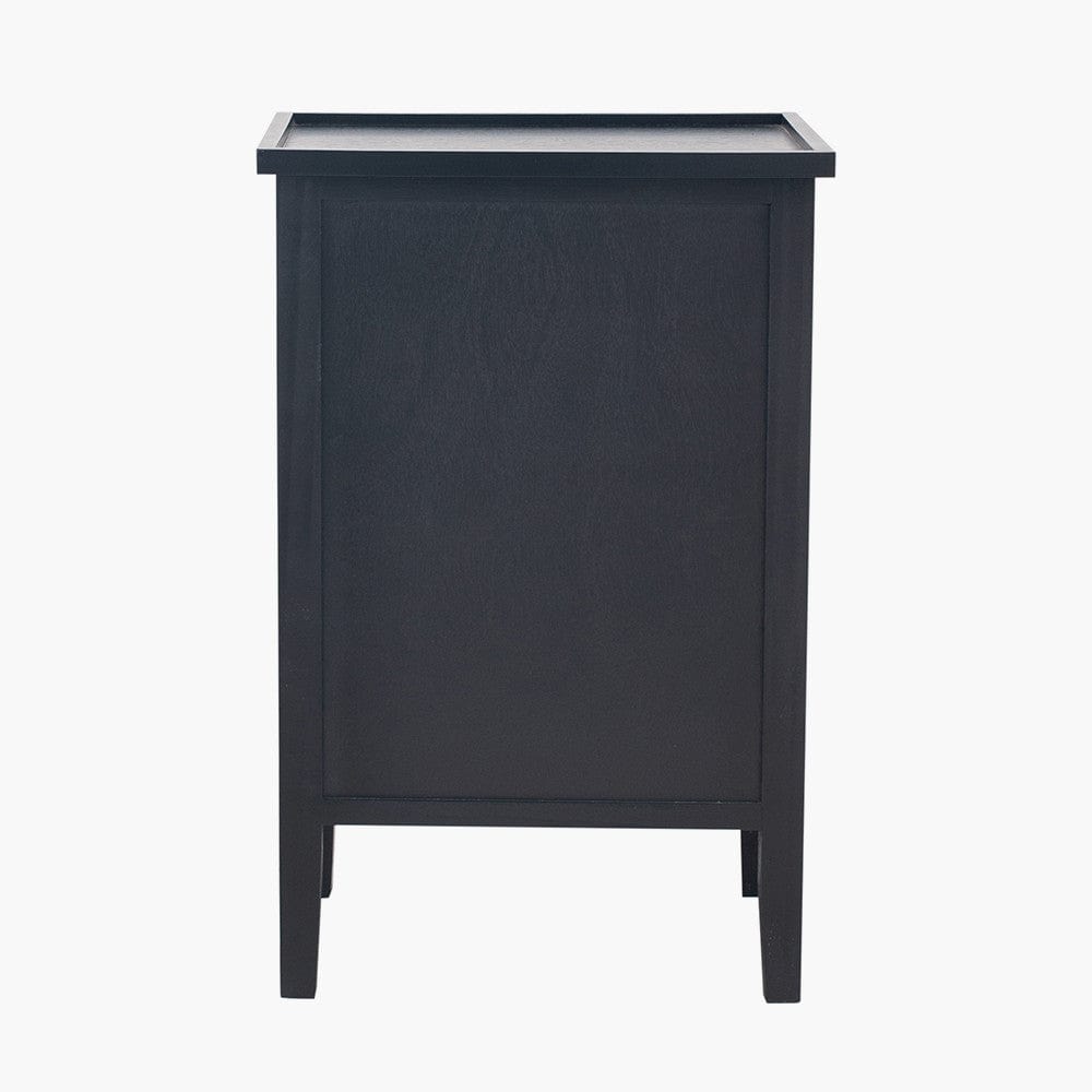 Pacific Lifestyle Sleeping Chelmsford Satin Black Pine Wood 3 Drawer Bedside Unit House of Isabella UK