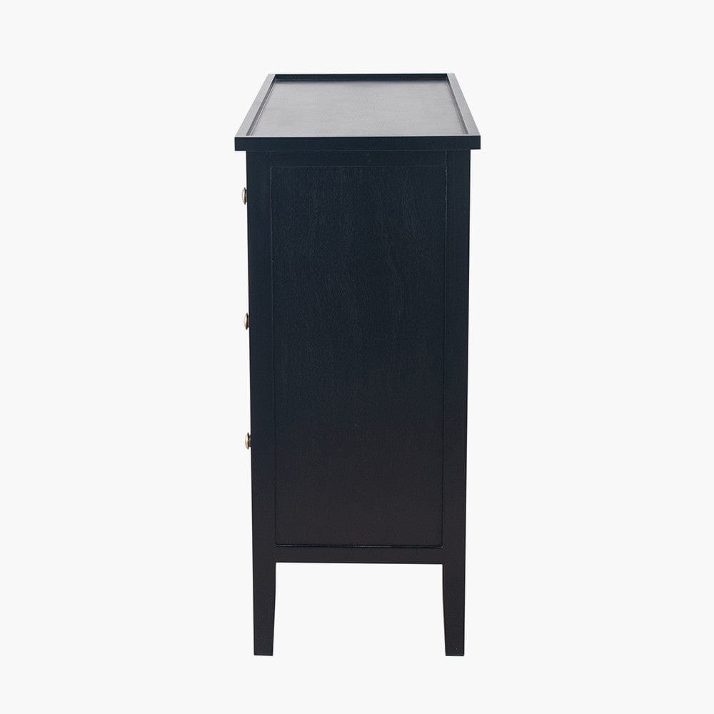 Chelmsford Satin Black Pine Wood 4 Drawer Unit.