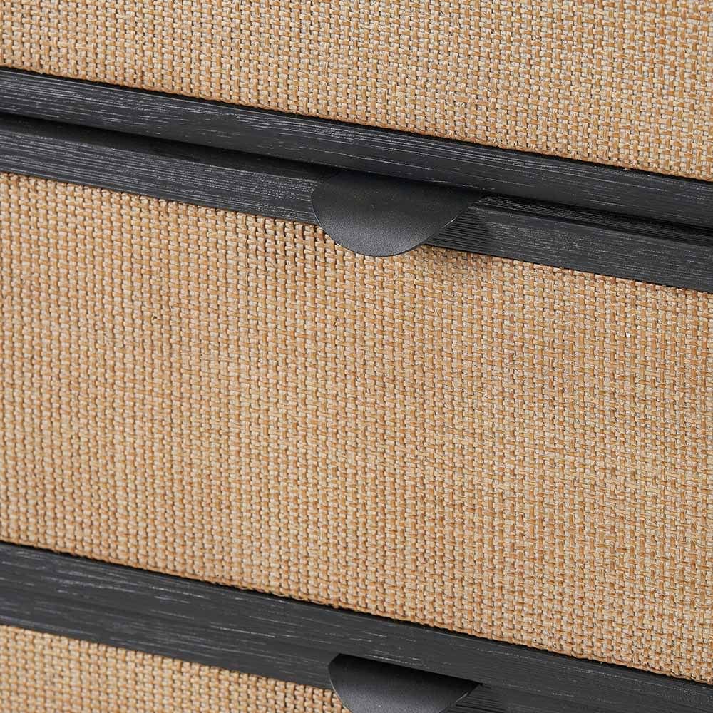 Fiji Black Acacia Wood and Natural Rattan 4 Drawer Unit.