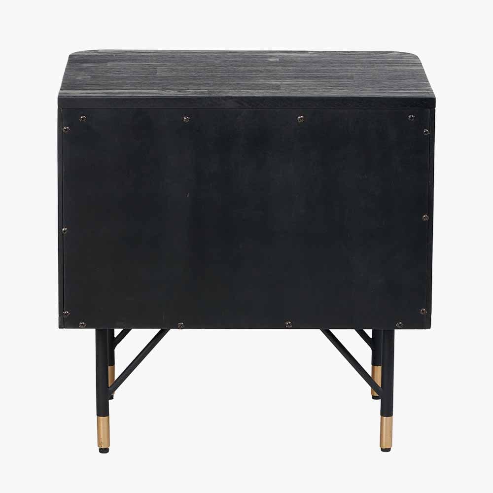 Fiji Black Acacia Wood and Natural Rattan Bedside Unit.