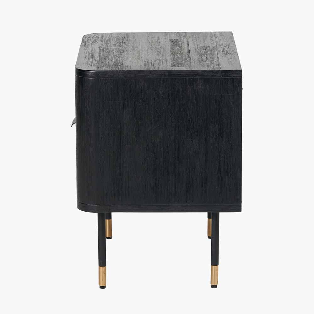 Pacific Lifestyle Sleeping Fiji Black Acacia Wood and Natural Rattan Bedside Unit House of Isabella UK