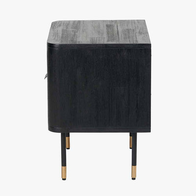 Pacific Lifestyle Sleeping Fiji Black Acacia Wood and Natural Rattan Bedside Unit | OUTLET House of Isabella UK