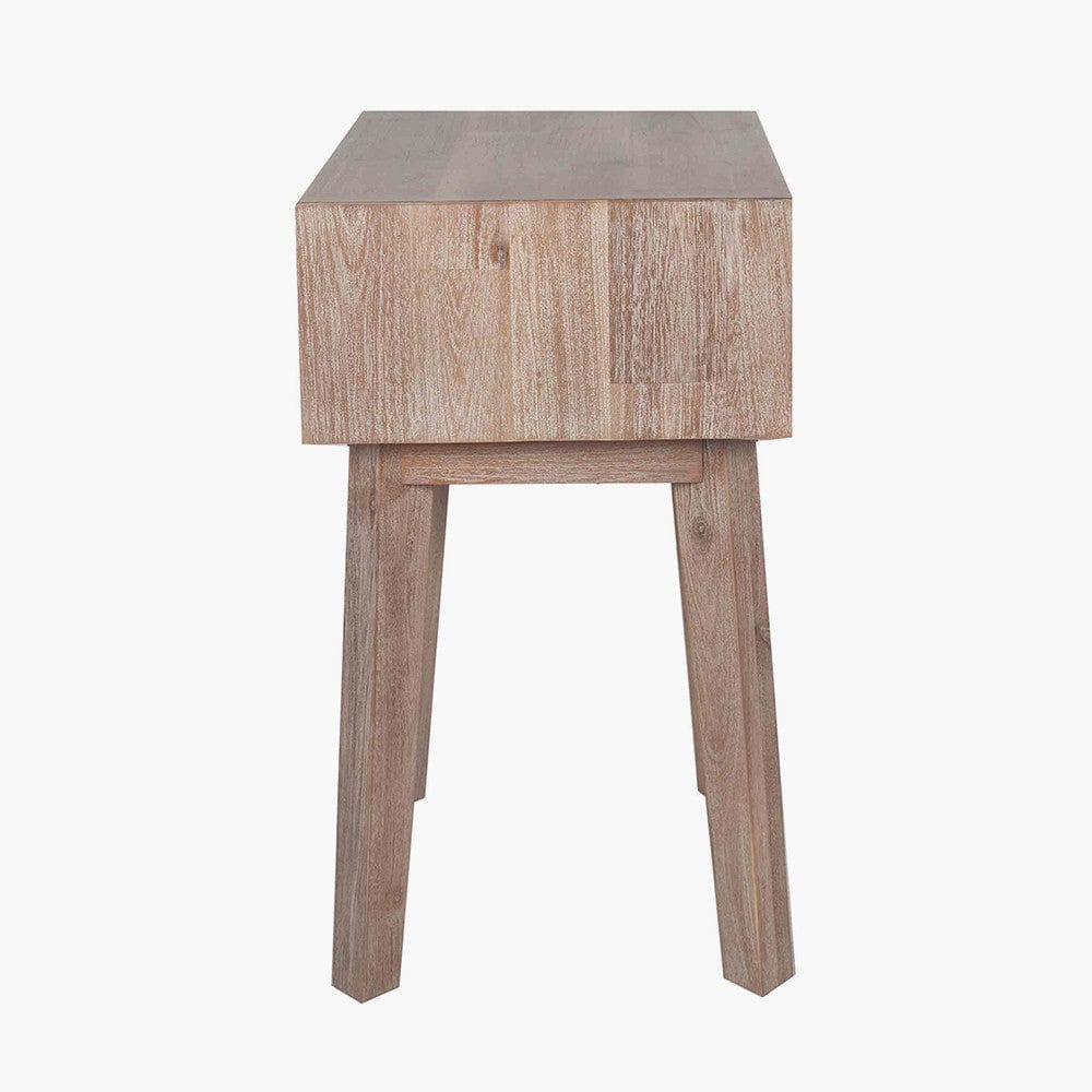 Kalmar Sand Wash Acacia Wood 1 Drawer Bedside Unit.