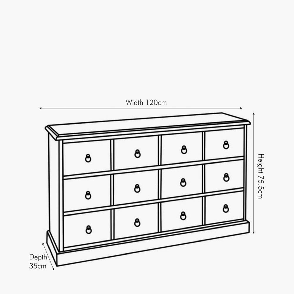 Pacific Lifestyle Sleeping Loft Pine Wood Sage Multicoloured 12 Drawer Unit House of Isabella UK