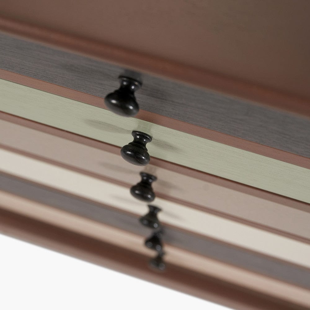 Loft Pine Wood Sage Multicoloured 6 Drawer Unit.