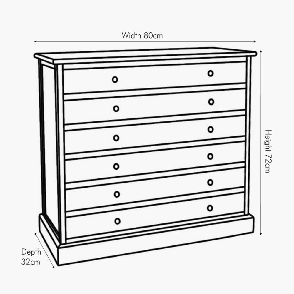 Loft Pine Wood Sage Multicoloured 6 Drawer Unit.