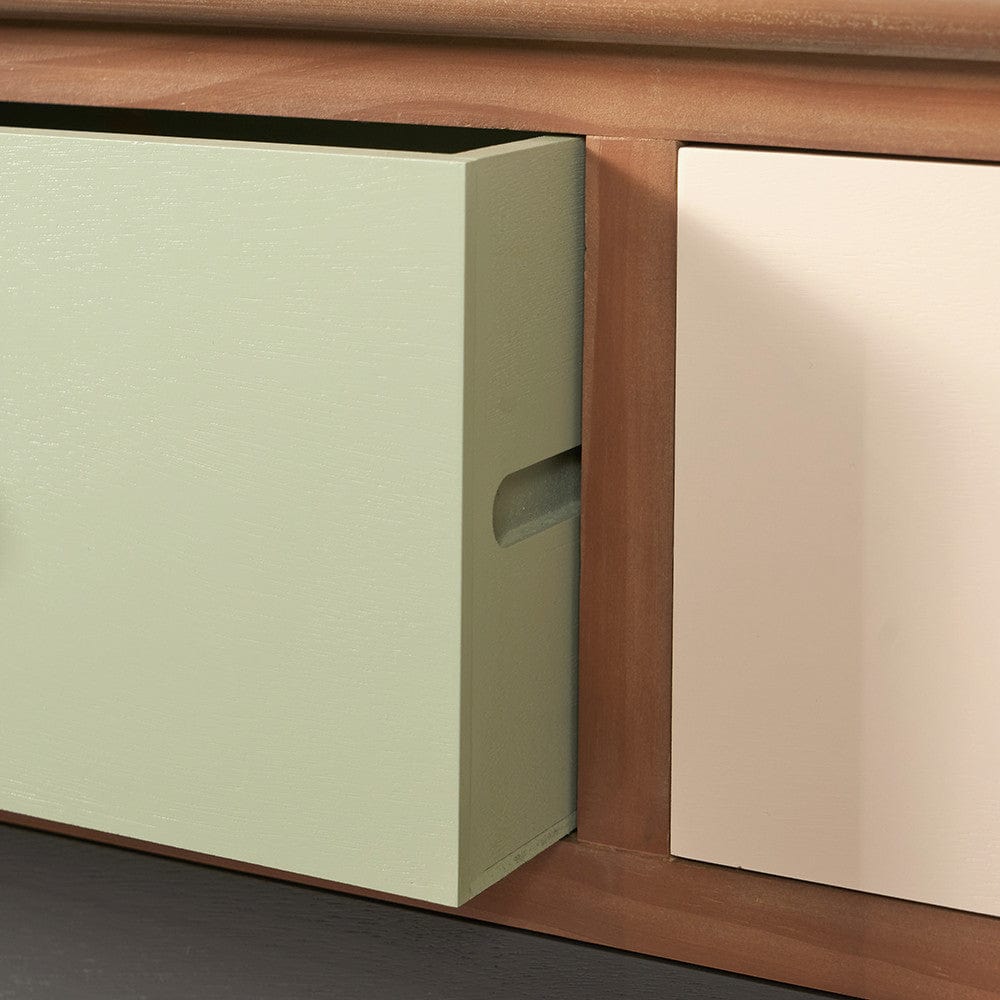 Loft Sage Multicoloured Pine Wood 4 Drawer Unit.