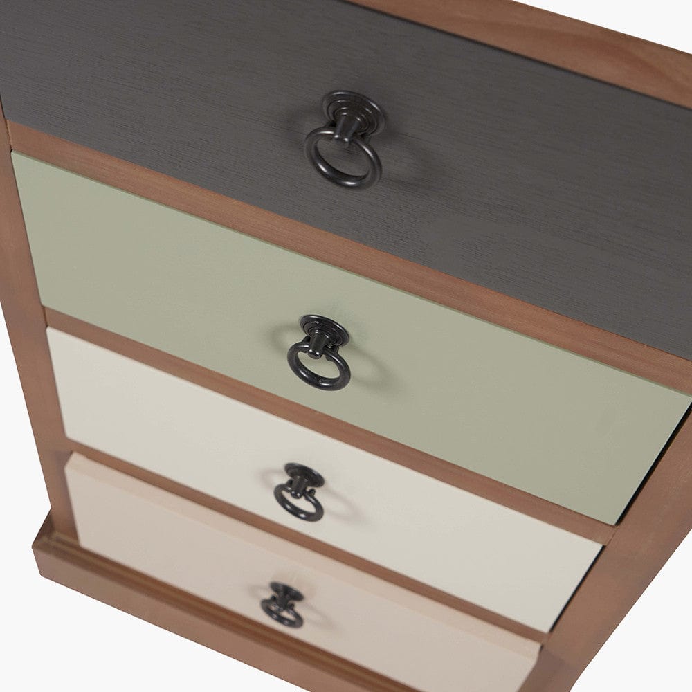 Loft Sage Multicoloured Pine Wood 5 Drawer Unit.