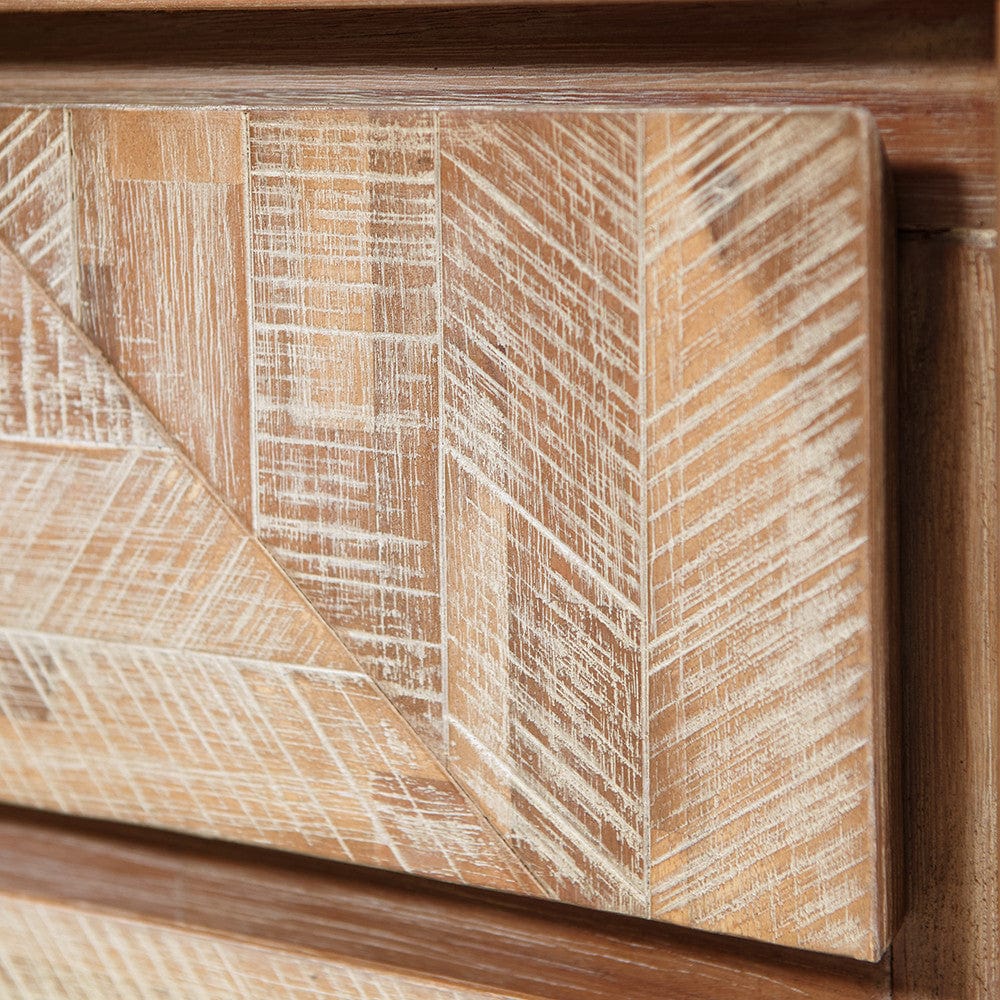 Marca Sand Wash Acacia Wood and Black Metal 3 Drawer Unit.