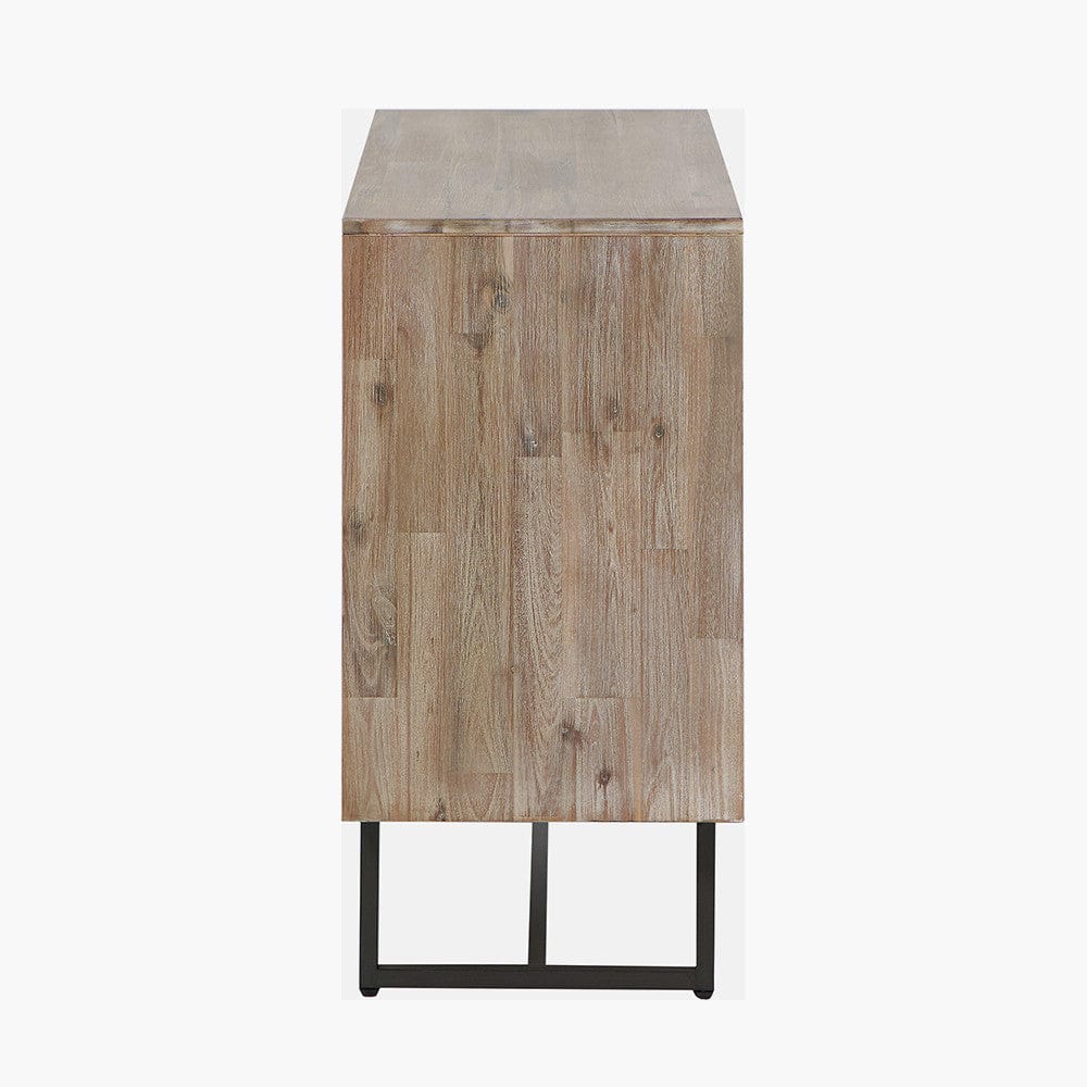 Marca Sand Wash Acacia Wood and Black Metal 3 Drawer Unit.