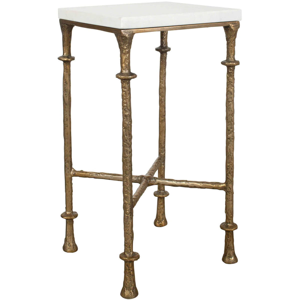Penelope Square Side Table in White Marble