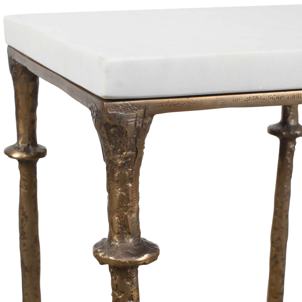Penelope Square Side Table in White Marble