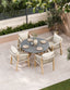 Luna 4 Seater Round Concrete Table Dining Set with Roma Rope Dining Chairs