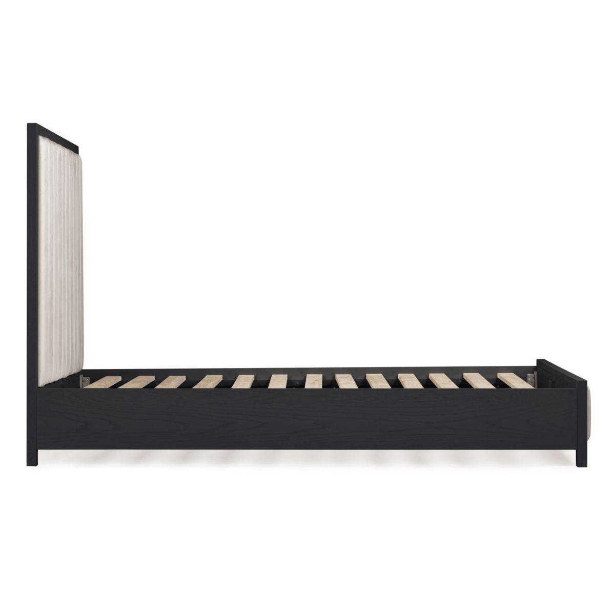 Soho Cream Velvet Bed with Black Wood Frame