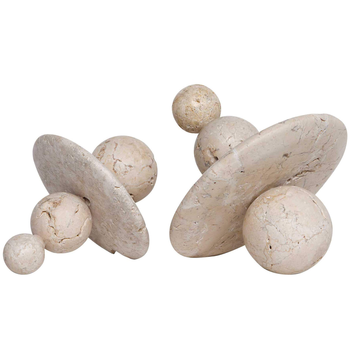 Quarried Stone Indoor-Outdoor Sculptures, Set of 2