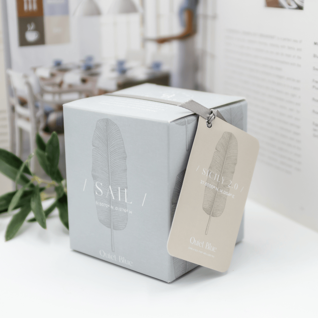 Quiet Blue Candle SICILY 2.0 Neroli + Petitgrain Wellbeing Candle House of Isabella UK