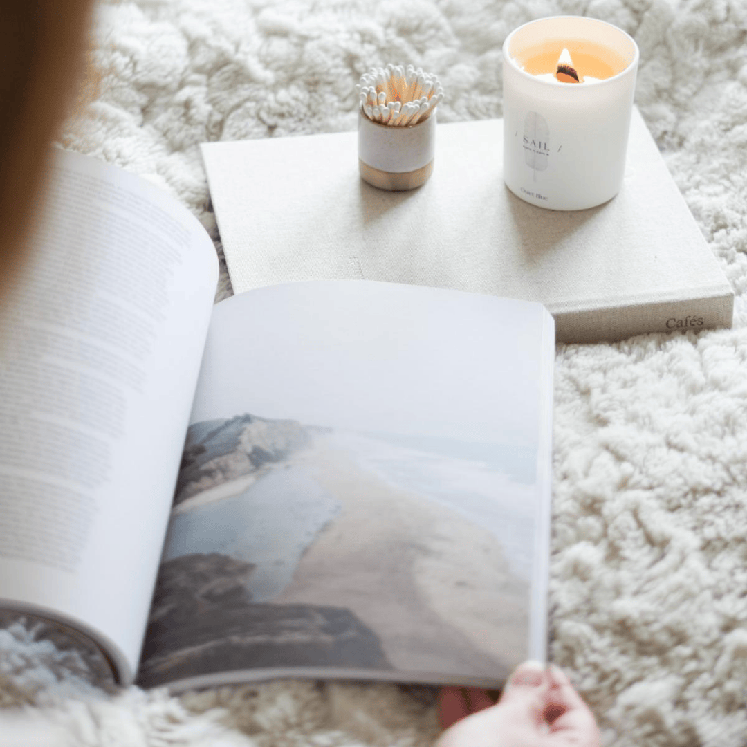 Quiet Blue Candle SYDNEY 2.0 Patchouli + English Lavender Wellbeing Candle House of Isabella UK