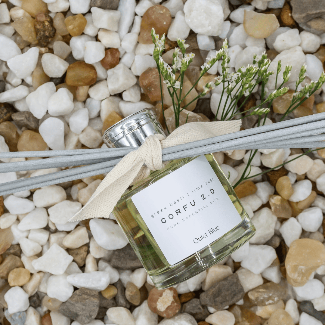 Quiet Blue Diffuser CORFU 2.0 Reed Diffuser House of Isabella UK