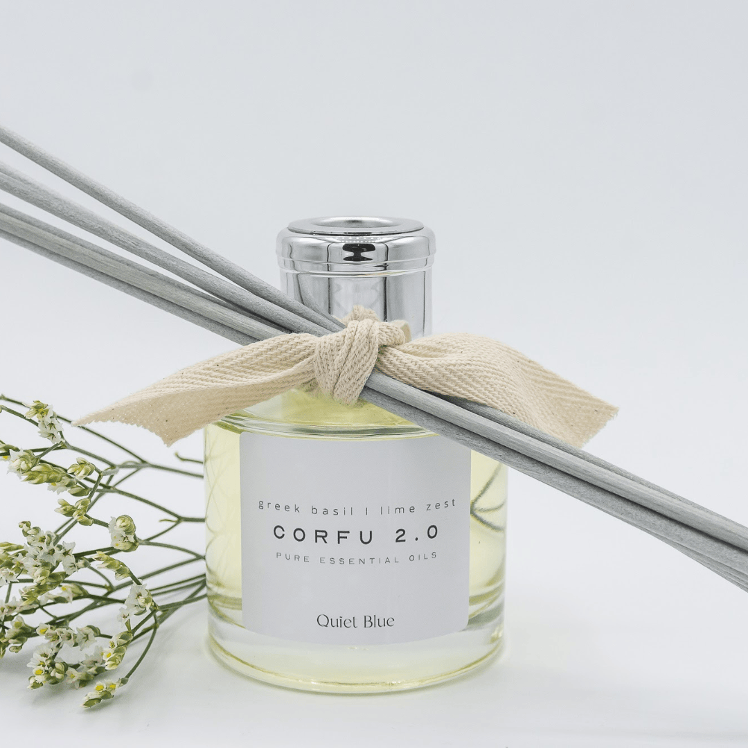 Quiet Blue Diffuser CORFU 2.0 Reed Diffuser House of Isabella UK