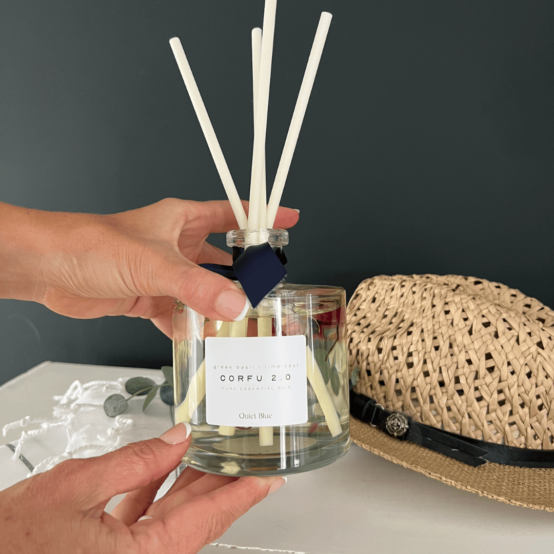 Quiet Blue Diffuser Corfu 2.0  XL Reed Diffuser House of Isabella UK