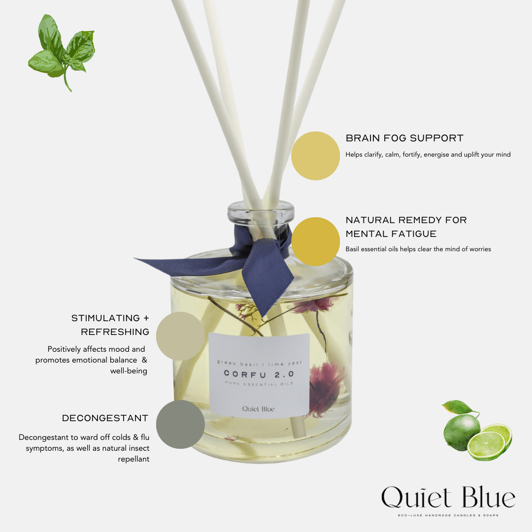 Quiet Blue Diffuser Corfu 2.0  XL Reed Diffuser House of Isabella UK