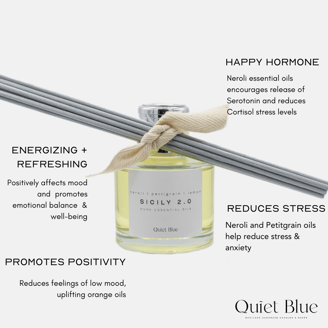 Quiet Blue Diffuser SICILY 2.0 Reed Diffuser House of Isabella UK
