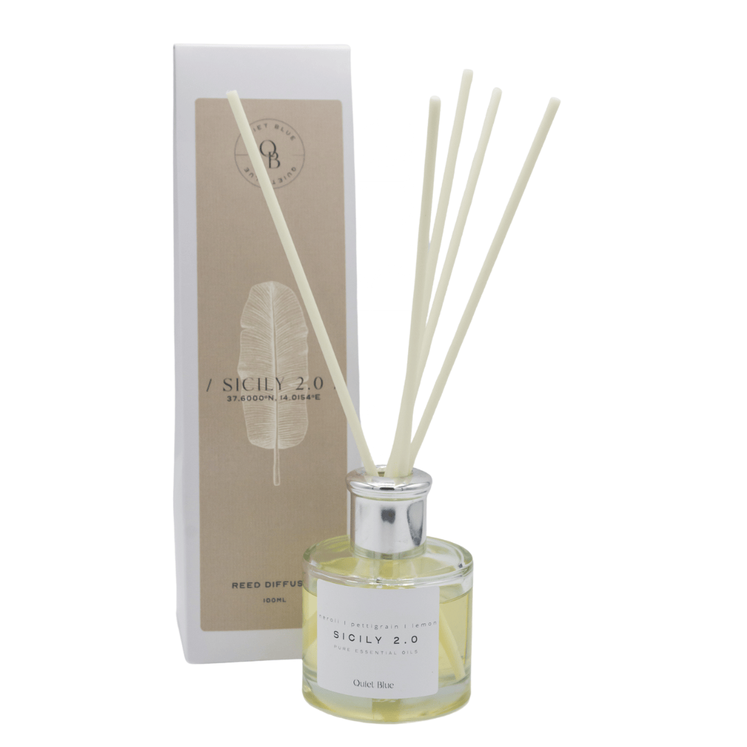 Quiet Blue Diffuser SICILY 2.0 Reed Diffuser House of Isabella UK
