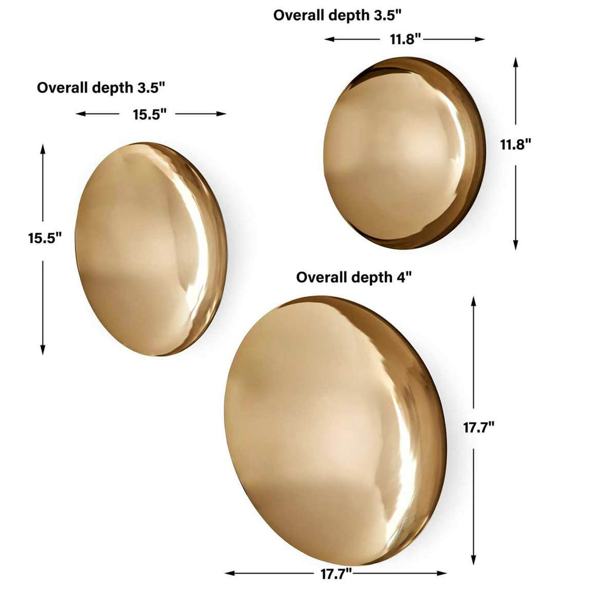 Golden Bowls Metal Wall Décor - Set of 3