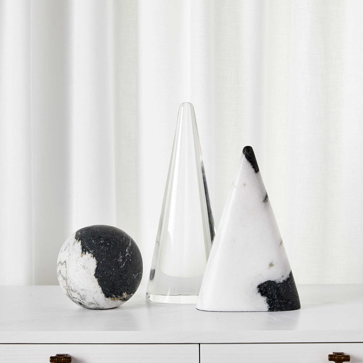 Orb Ornament in Black and White Panda Marble