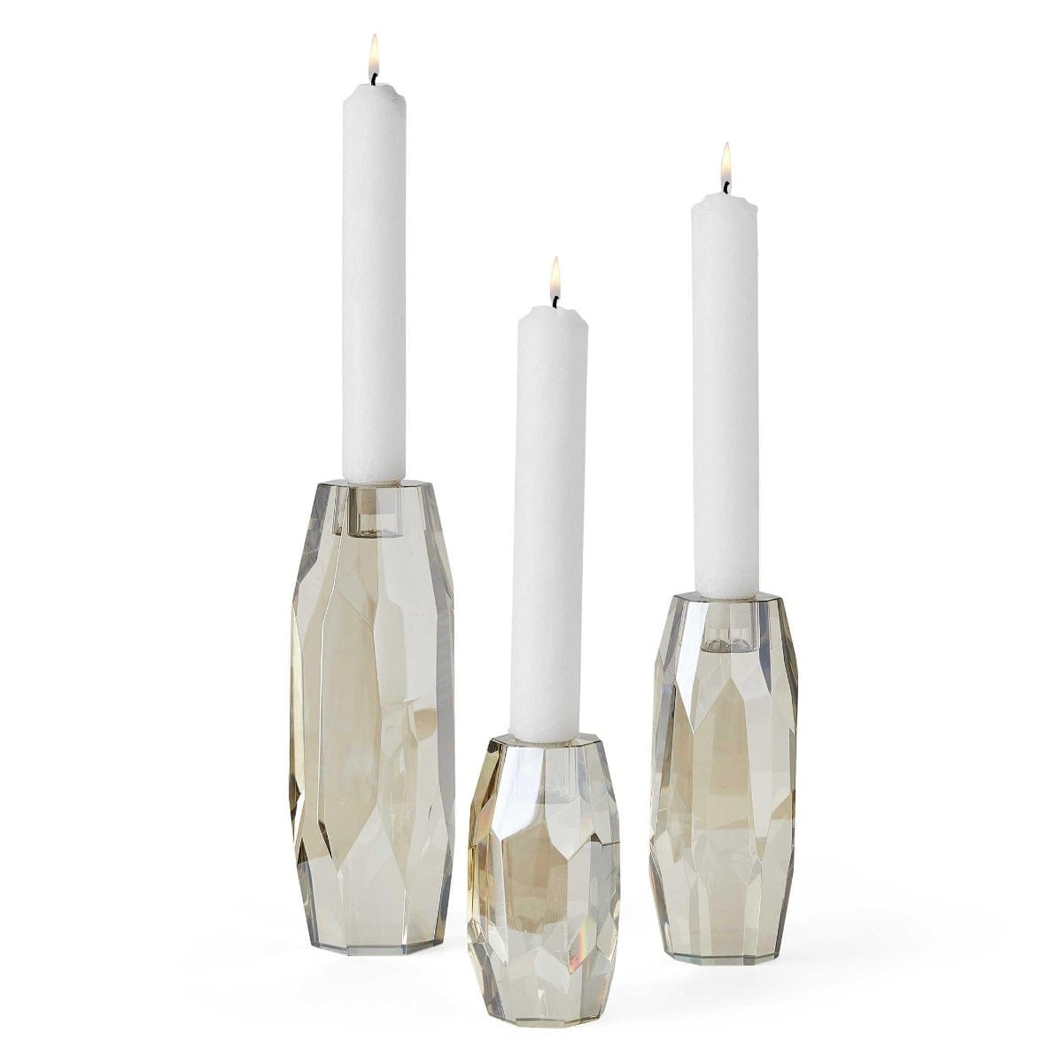 Uttermost Accessories Multifaceted Taper Candleholders - Crystal, Set of 3 House of Isabella UK