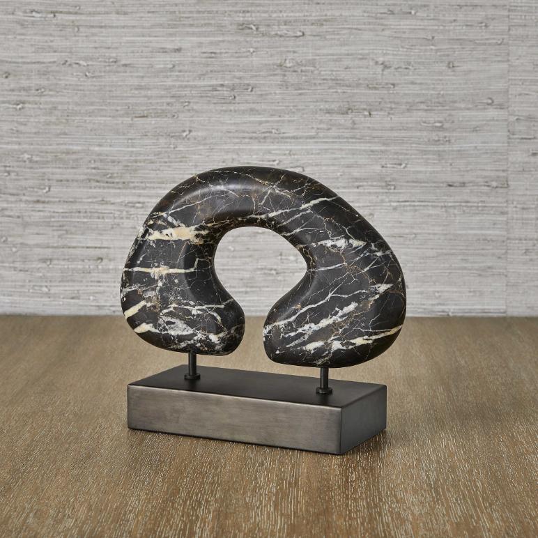 Modern Tunnel Vision Sculpture in Black Marble