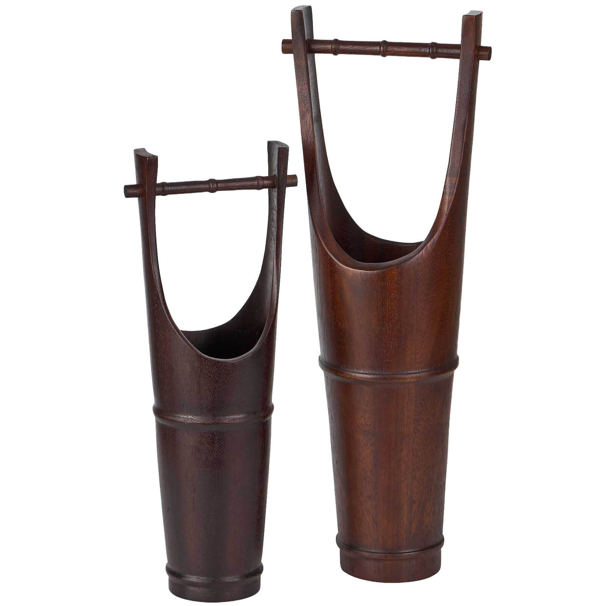 Ikebana Vessels in Dark Walnut - Set of 2