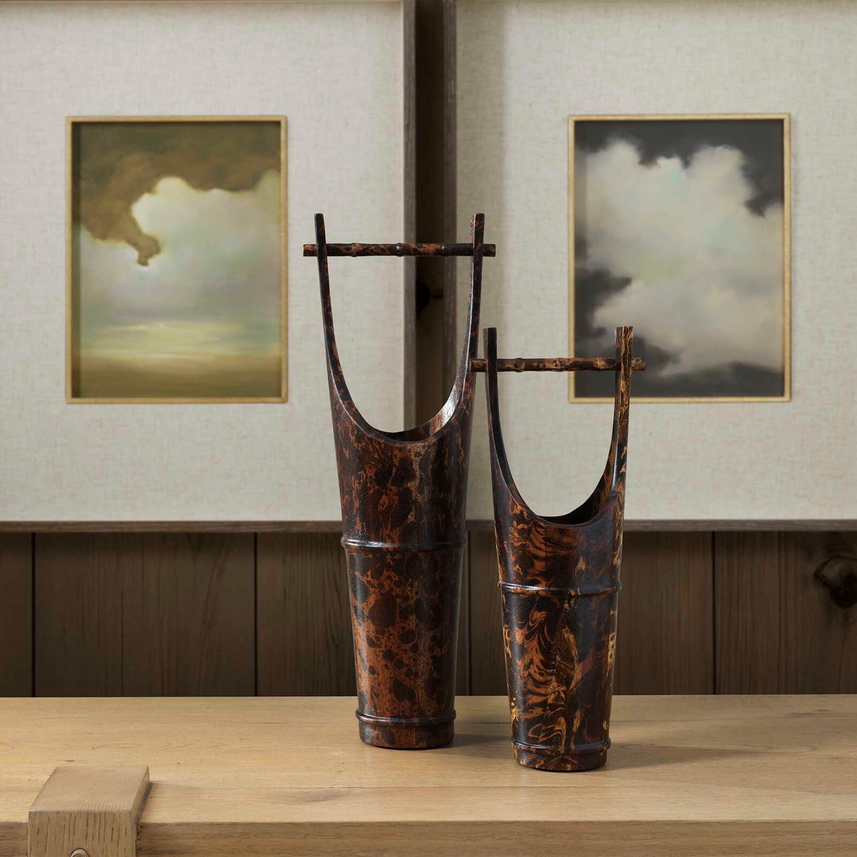 Ikebana Vessels in Tortoise - Set of 2