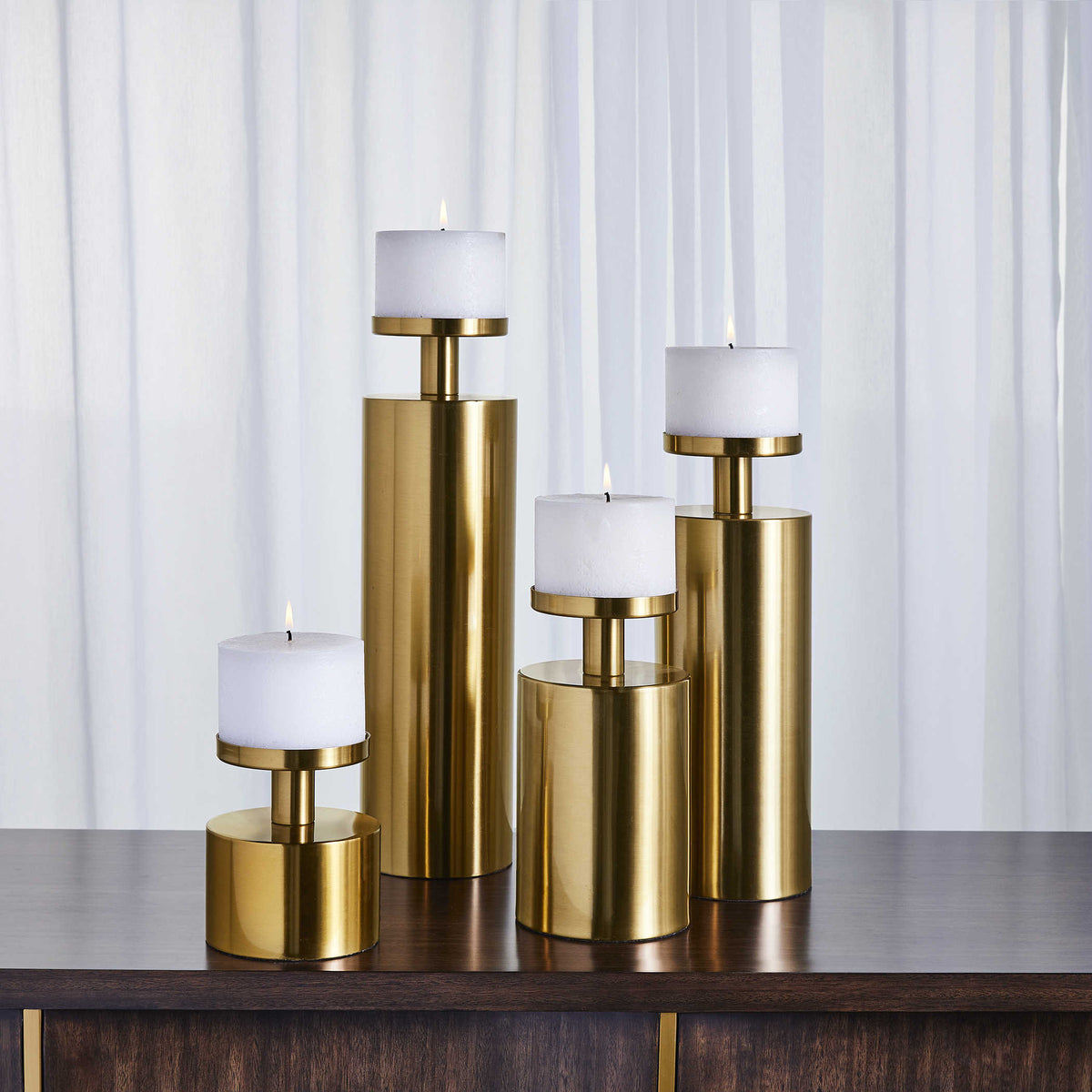 Kamdyn Candleholders - Brass, Set of 4