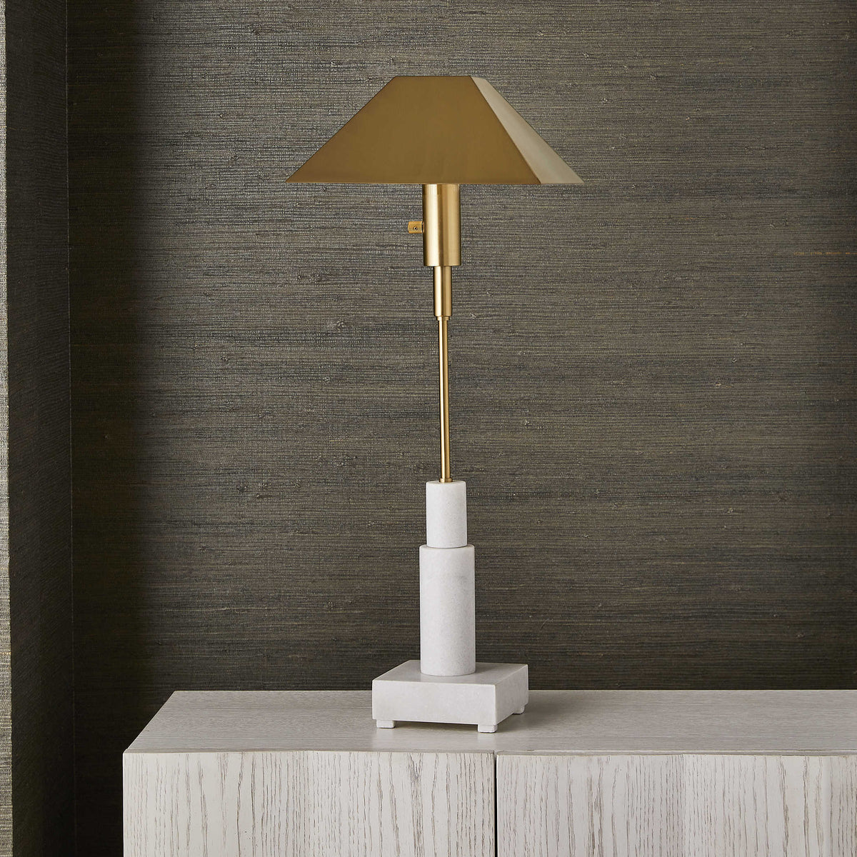 Telescope Buffet Lamp - White Marble/Brass