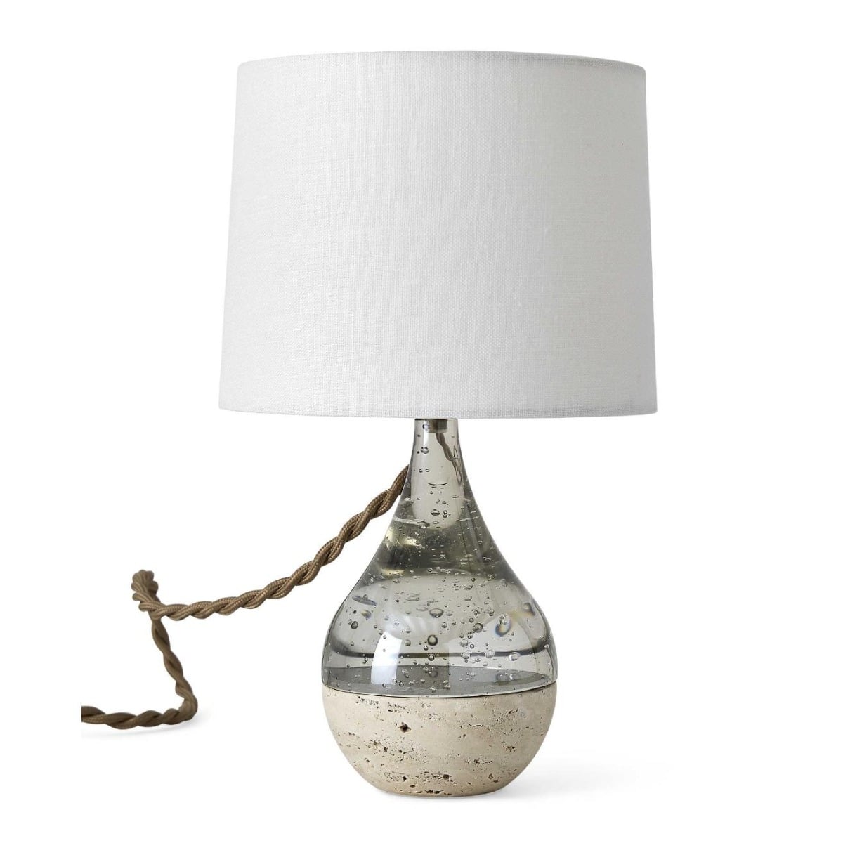 Tiny Bubbles Glass & Travertine Mini Lamp