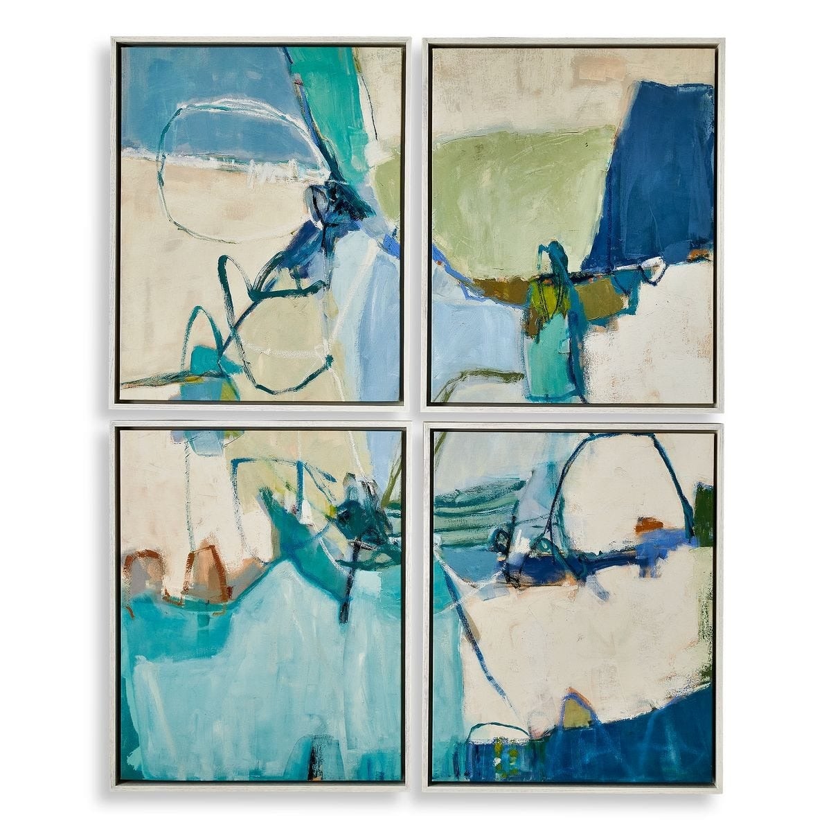 Cool Outlook Framed Canvases Set of 4
