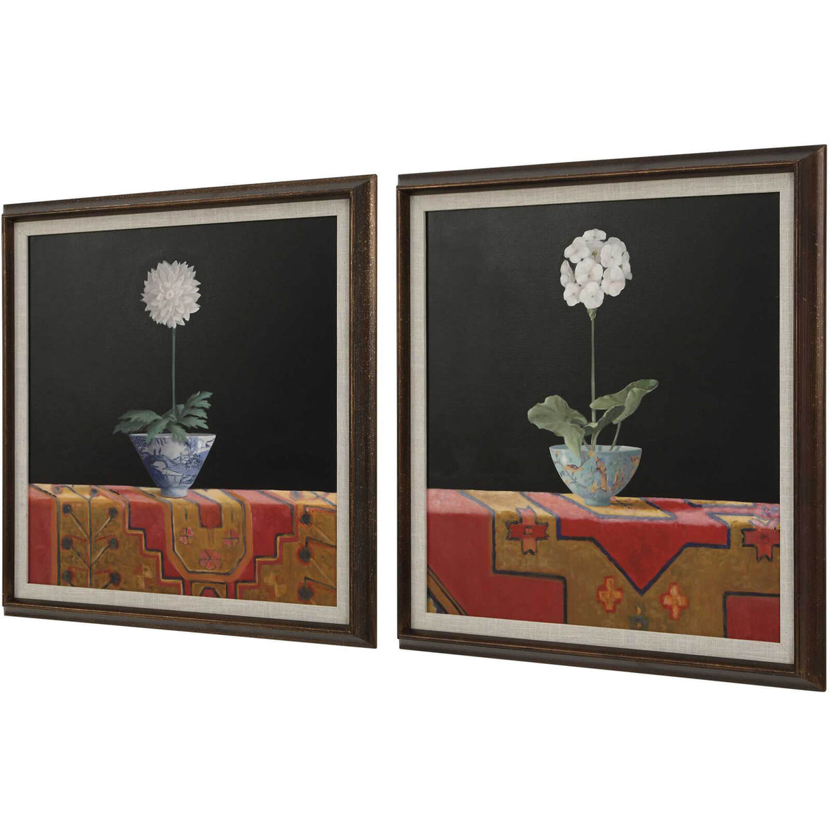 Chinoiserie Stems Framed Canvases - Set of 2