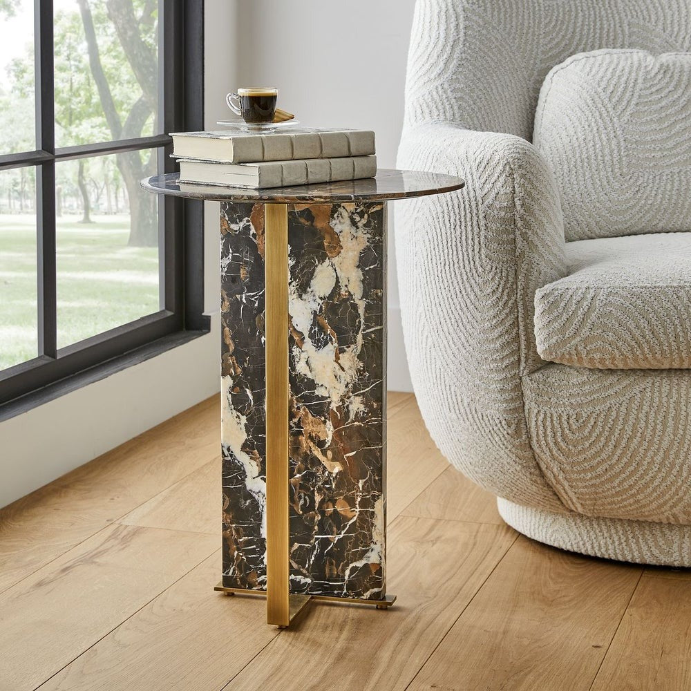 Joist Accent Table in Michelangelo Marble