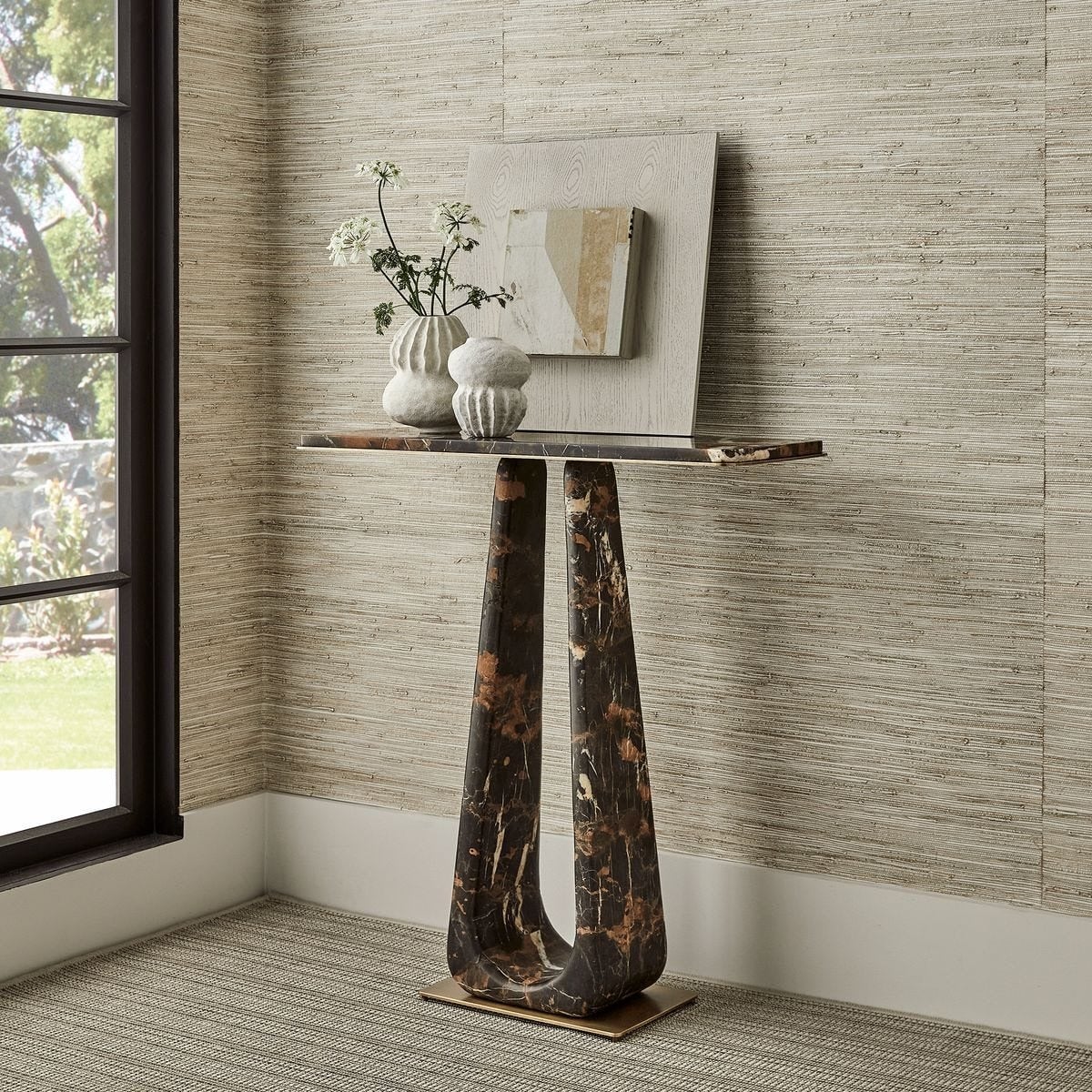 About Turn Console Table in Michelangelo Marble