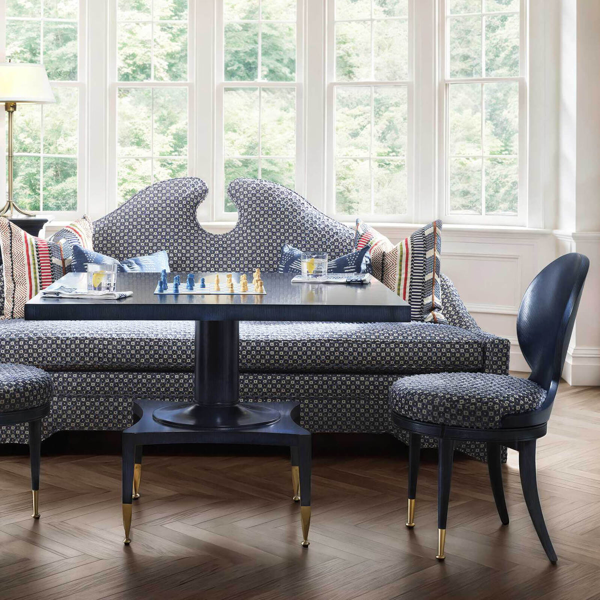 Put You On A Pedestal Game Table in True Blue