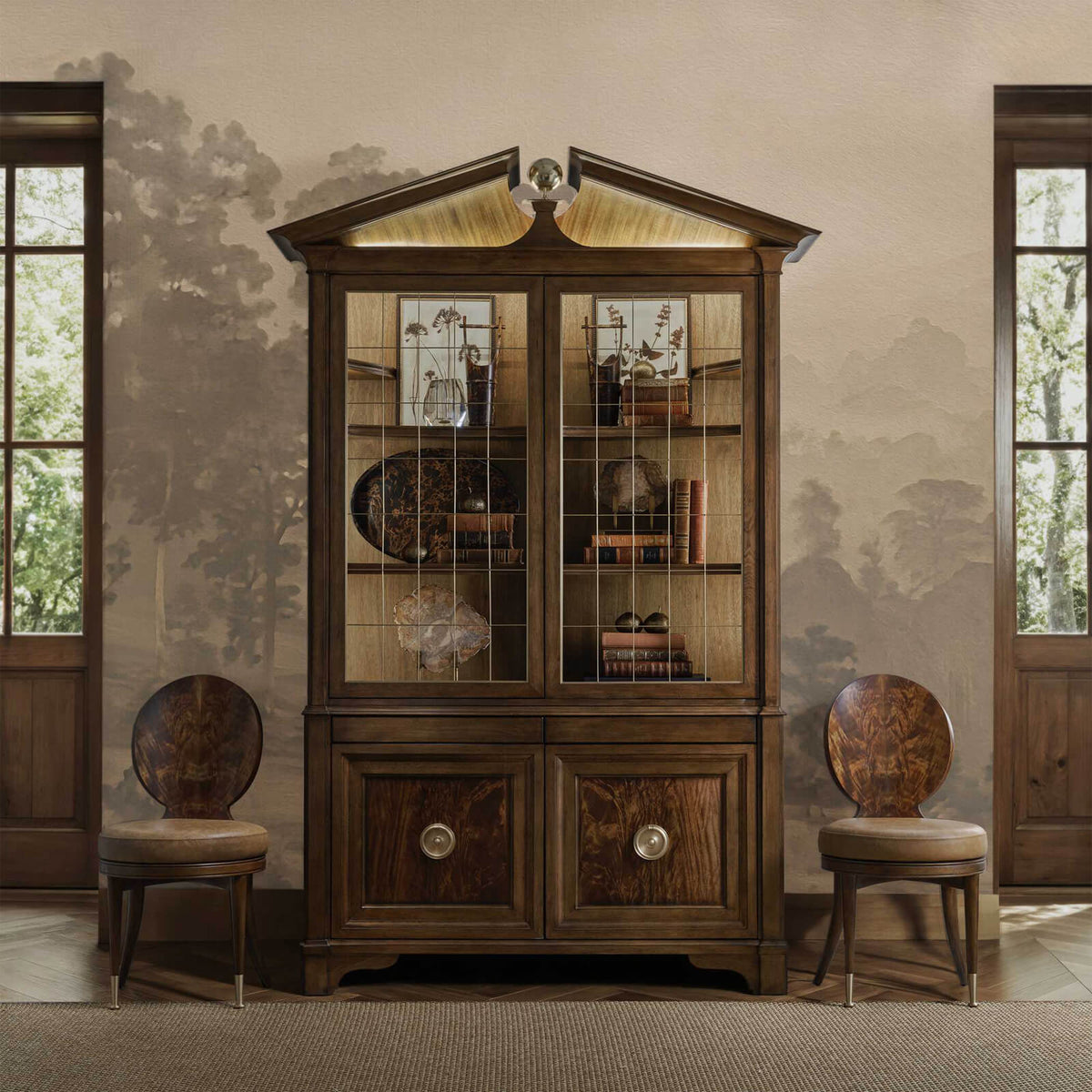 Pediment Tall Cabinet in Golden