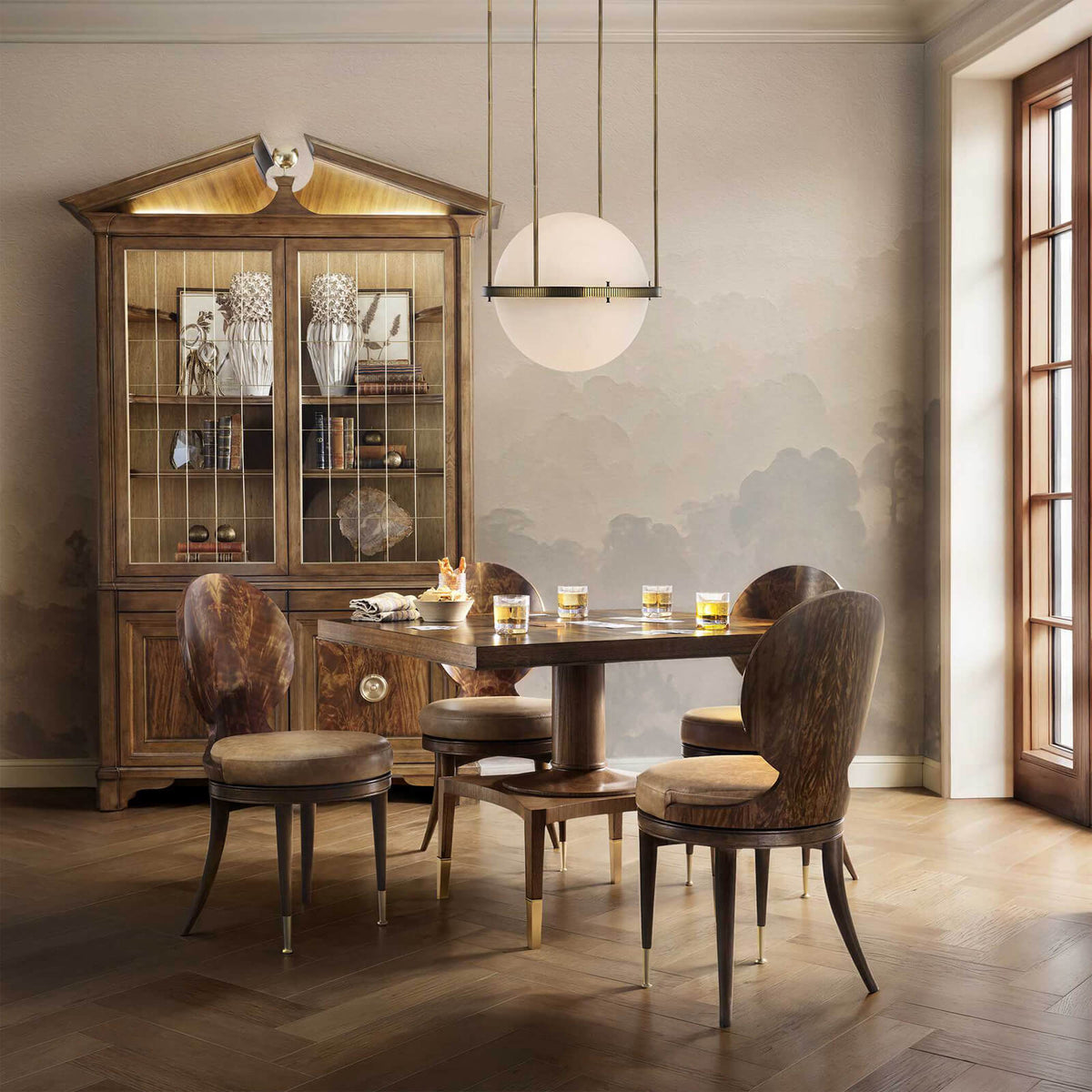 Pediment Tall Cabinet in Golden