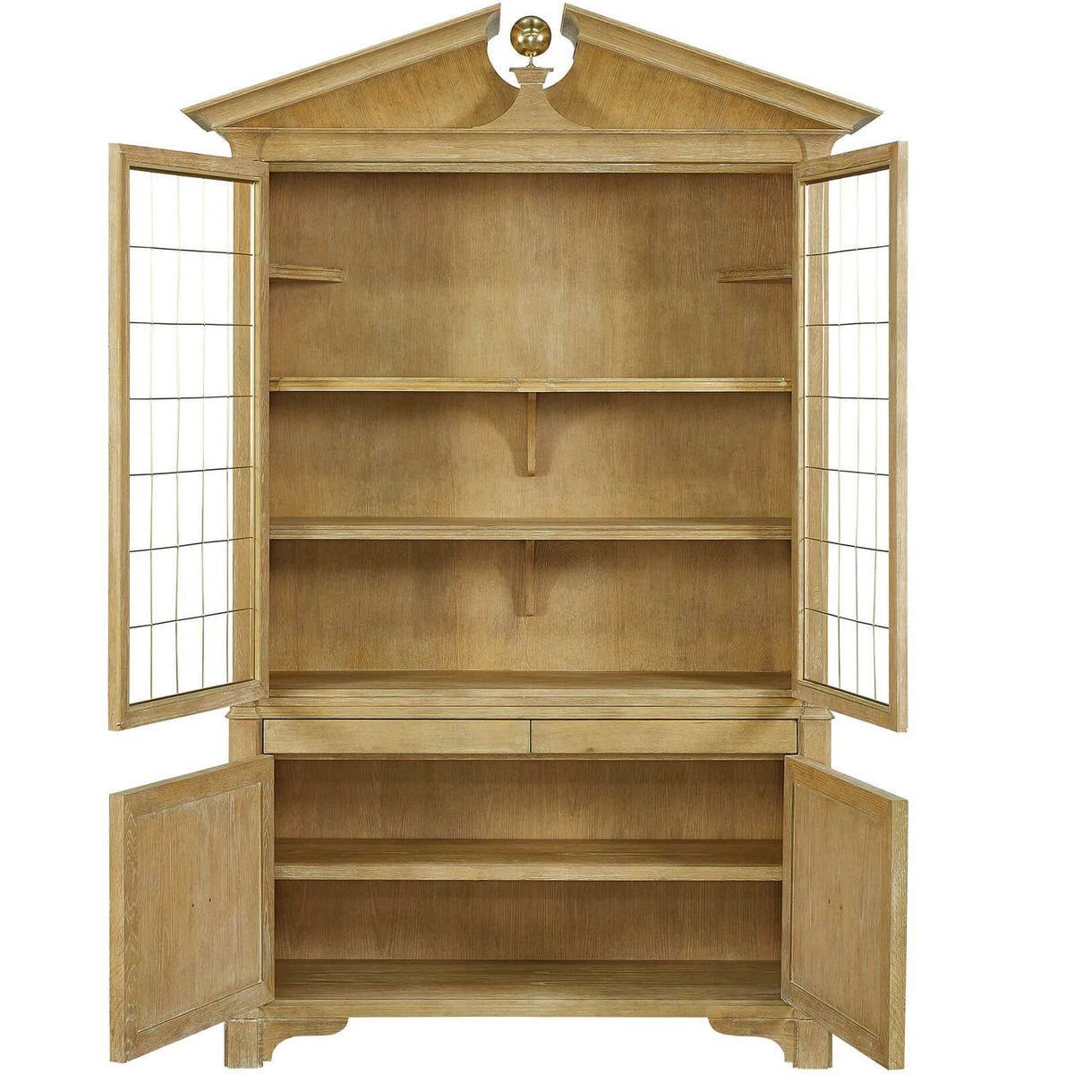 Pediment Tall Cabinet in Scrubbed Light Oak