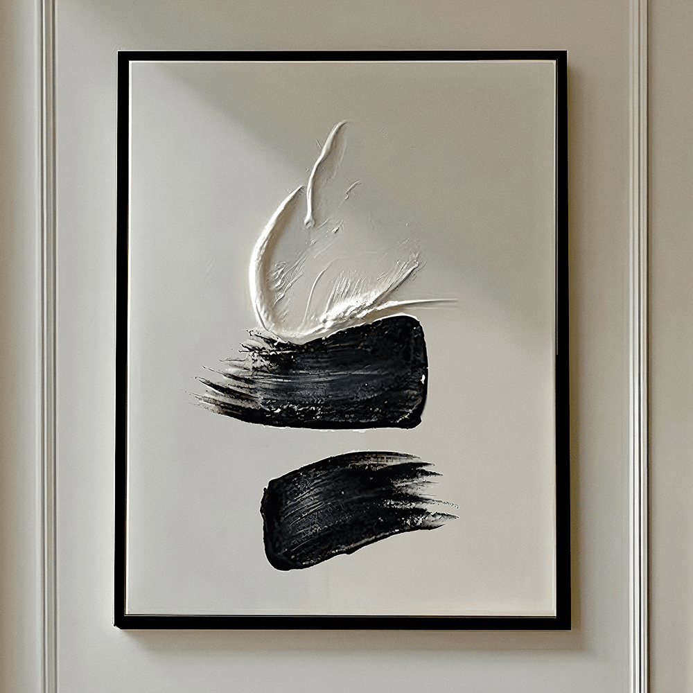 Regent Monochrome 3D Paint Stroke Effect Canvas Wall Art - II