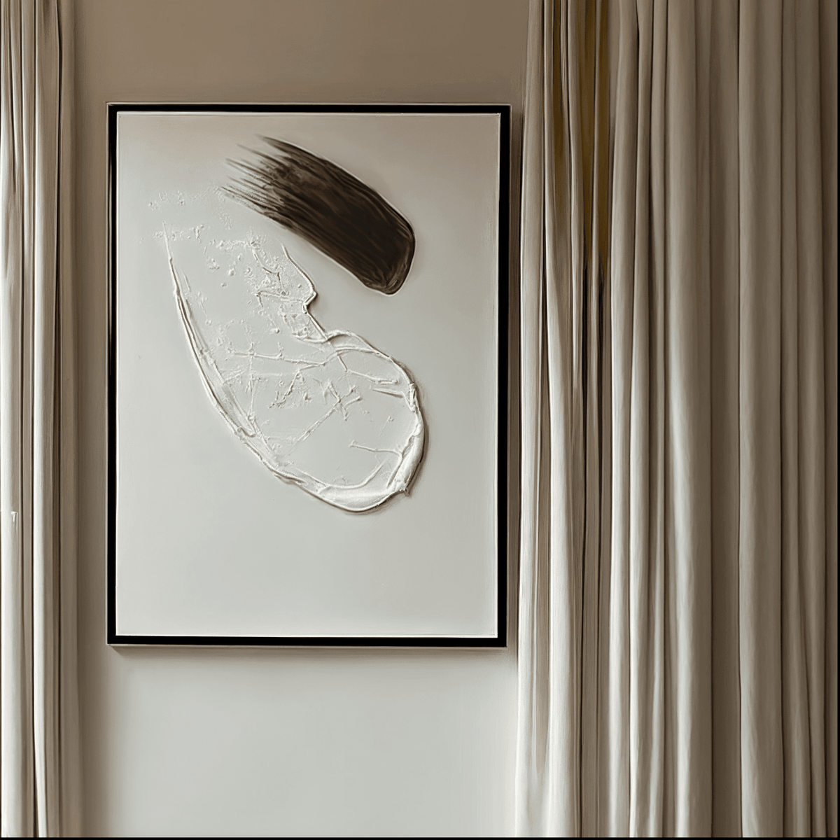 Regent Monochrome 3D Paint Stroke Effect Canvas Wall Art - III